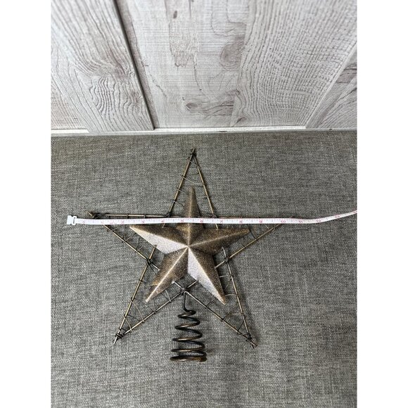Rustic Metal Star Christmas Tree Topper With Wire Frame & Spring Base 10 inch - Picture 3 of 5